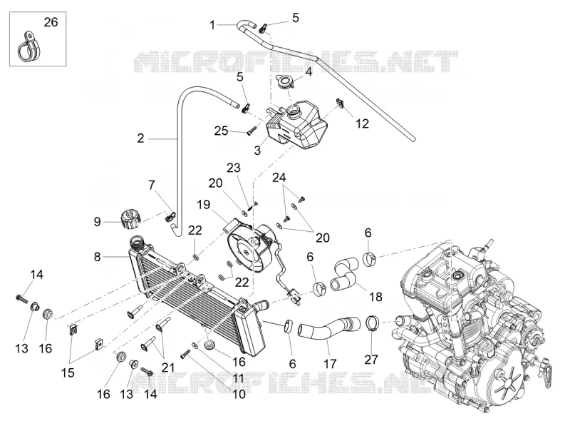 Instalation de refoidissement Aprilia APRILIA-MOTORCYCLES 125 TUONO 2023  Tuono 125 4T Euro 5 ABS