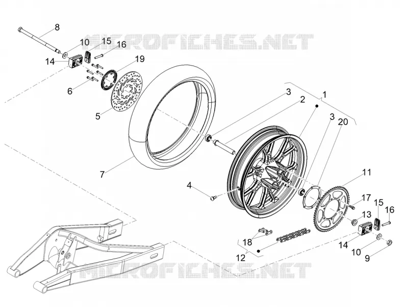 ROUE ARRIERE Aprilia APRILIA-MOTORCYCLES 125 TUONO 2023  Tuono 125 4T Euro 5 ABS