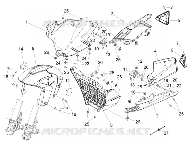 GARDE BOUE AVANT - SABOT Aprilia APRILIA-MOTORCYCLES 660 TUONO 2021  Tuono 660 4T 8V Euro 5 ABS