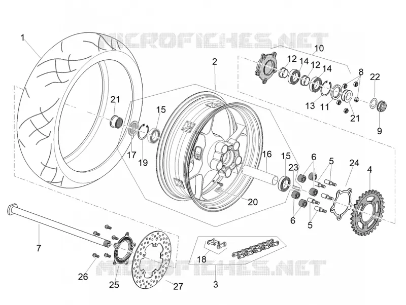 ROUE ARRIERE Aprilia APRILIA-MOTORCYCLES 1100 TUONO 2022  Tuono V4 1100 Euro 5