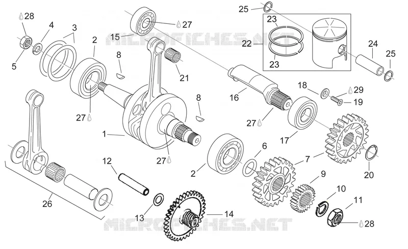 Arbre moteur - Ctre-arbre Aprilia APRILIA-MOTORCYCLES 125 RS 1997  RS 125 (engine 123cc)