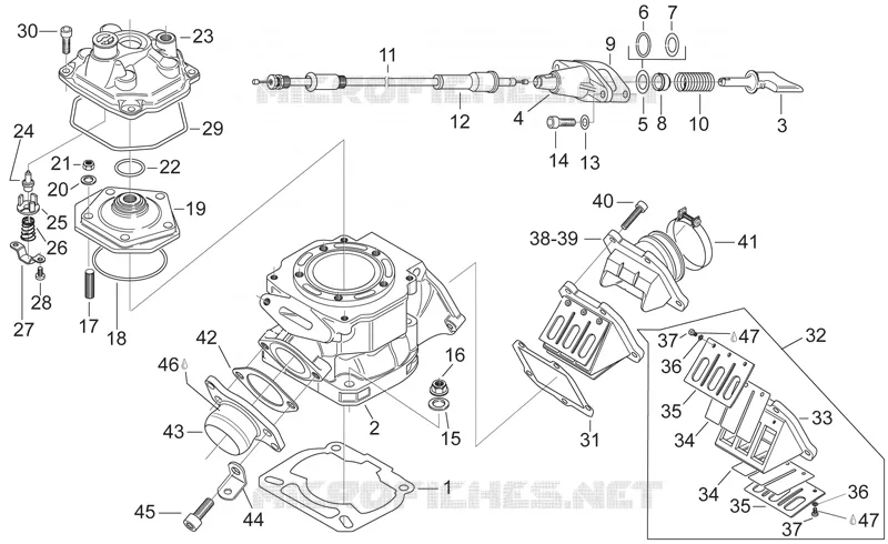 Cylindre - Culasse Aprilia APRILIA-MOTORCYCLES 125 RS 1998  RS 125 (engine 123cc)