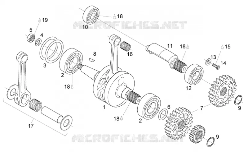 Arbre moteur - Ctre-arbre Aprilia APRILIA-MOTORCYCLES 125 RS 2010  RS 125