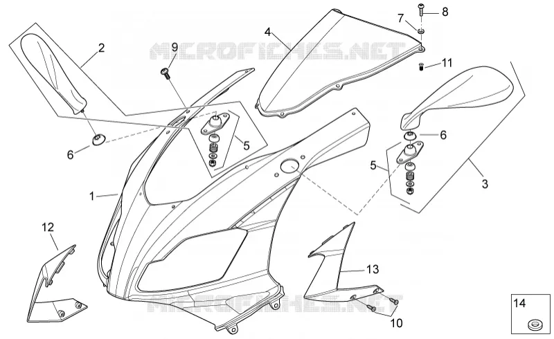 Carrosserie av. I Aprilia APRILIA-MOTORCYCLES 125 RS 2010  RS 125