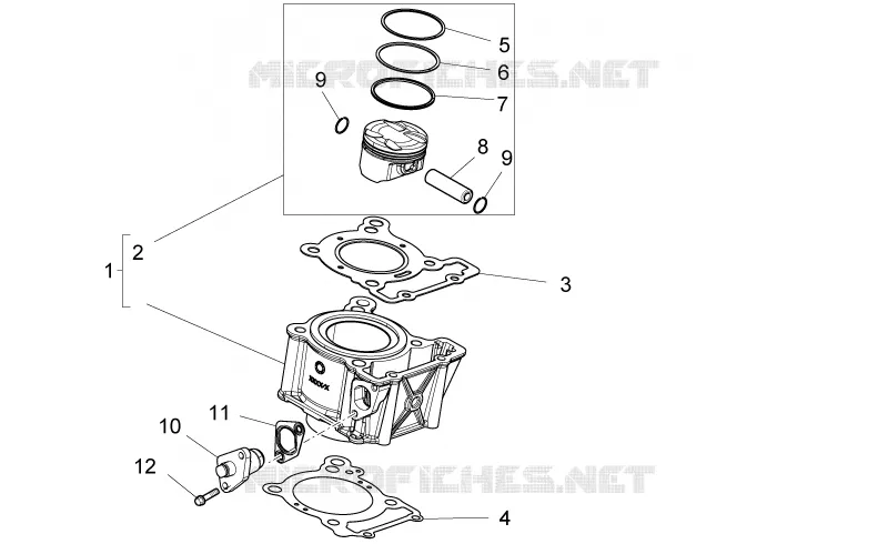 Cylindre - Piston Aprilia APRILIA-MOTORCYCLES 125 RS4 2016  RS4 125 4T