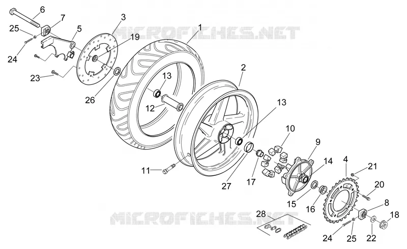 Roue arrière Aprilia APRILIA-MOTORCYCLES 250 RS 1999  RS 250