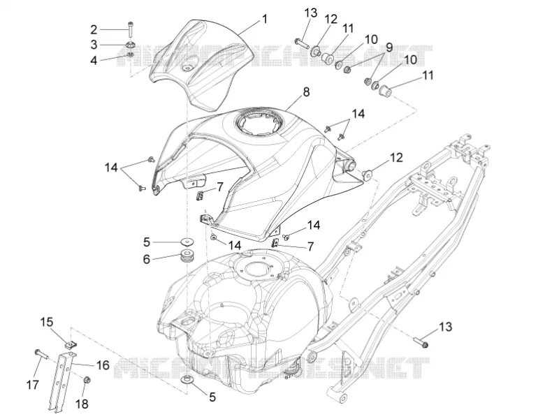 Couvre-réservoir Aprilia APRILIA-MOTORCYCLES 50 RS4 2013  RS4 50 2T