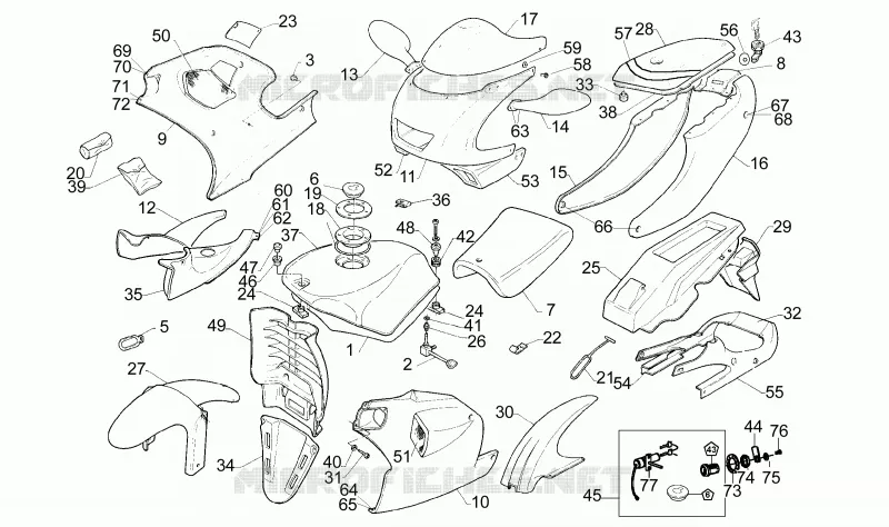 Carrosserie Aprilia APRILIA-MOTORCYCLES 50 RS 1993  RS 50