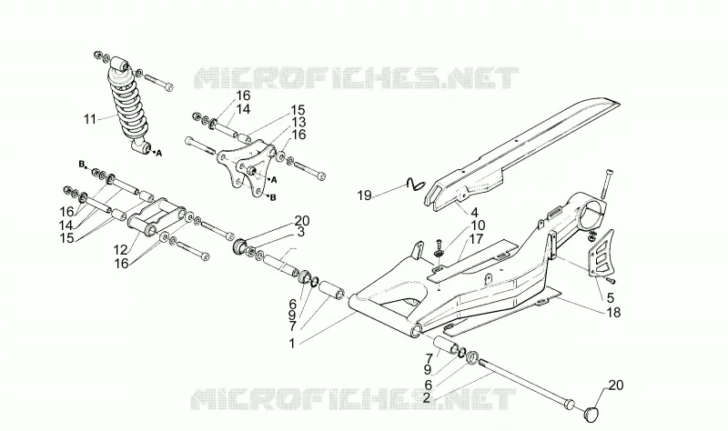 Fourche arriere Aprilia APRILIA-MOTORCYCLES 50 RS 1993  RS 50