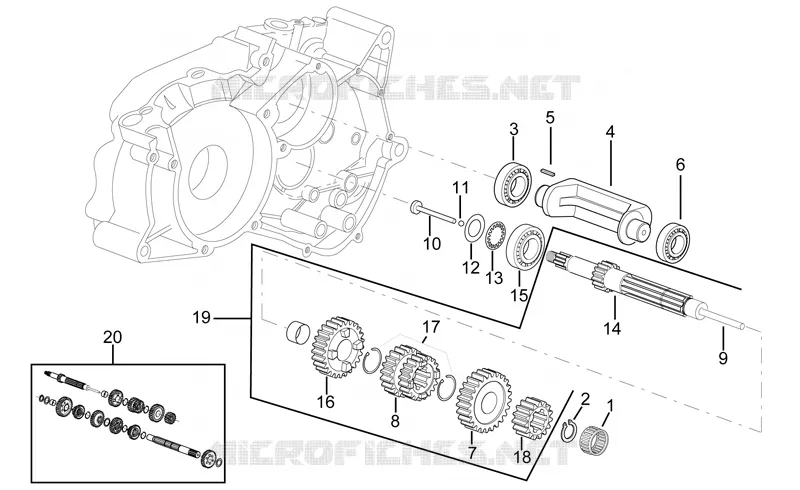 ARBRE PRIMAIRE BOITE DE VITESSES Aprilia APRILIA-MOTORCYCLES 50 RS 1996  RS 50