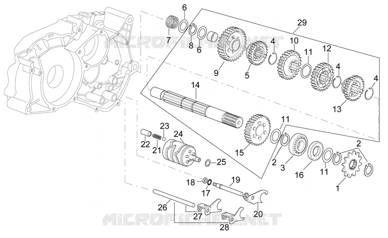 Arbre secondaire boite de vitesses Aprilia APRILIA-MOTORCYCLES 50 RS 2005  RS 50