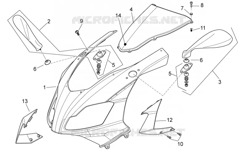 Carrosserie av. I Aprilia APRILIA-MOTORCYCLES 50 RS 2009  RS 50