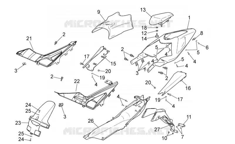 Carrosserie posterieure Aprilia APRILIA-MOTORCYCLES 50 RS 2007  RS 50