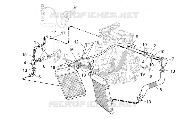 Installation refroidissement Aprilia APRILIA-MOTORCYCLES 1000 RST-FUTURA 2001  RST 1000 Futura