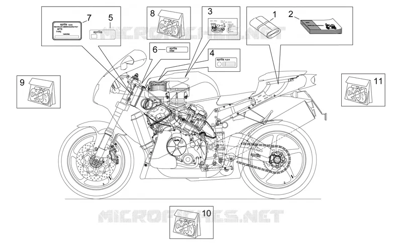 Décalco et plaquettes Aprilia APRILIA-MOTORCYCLES 1000 RSV 1998  RSV 1000