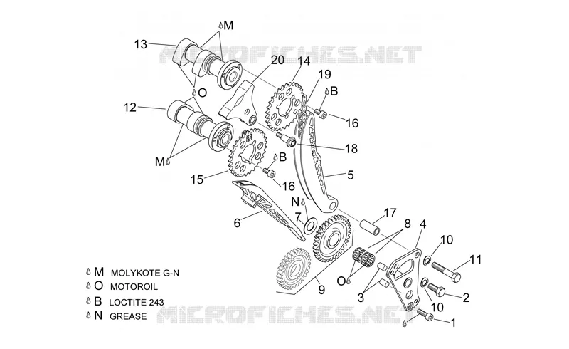 Distribution cylindre avant Aprilia APRILIA-MOTORCYCLES 1000 RSV 1999  RSV 1000