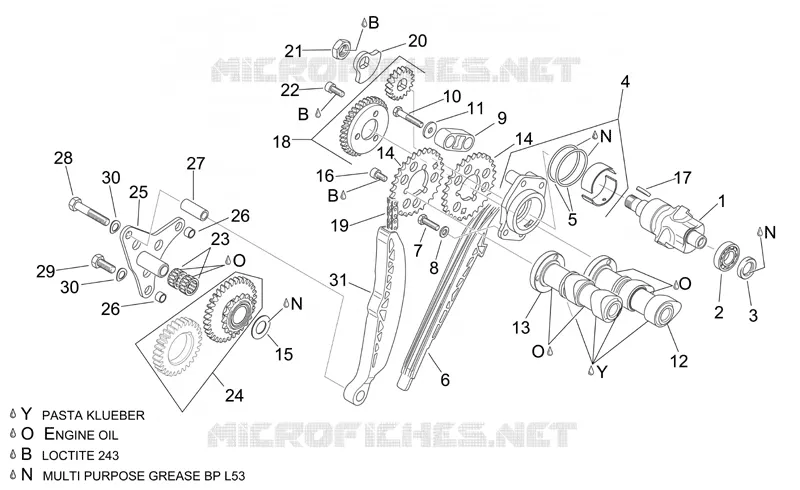 Distribution cylindre arrière Aprilia APRILIA-MOTORCYCLES 1000 RSV 2007  RSV 1000