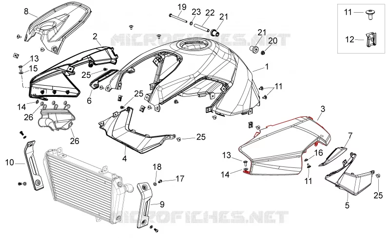 Carrosserie centrale Aprilia APRILIA-MOTORCYCLES 750 SHIVER 2014  Shiver
