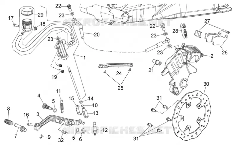 Sys.frein arrière Aprilia APRILIA-MOTORCYCLES 750 SHIVER 2016  Shiver