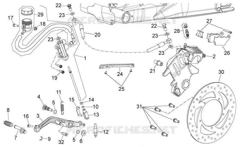 Sys.frein arrière Aprilia APRILIA-MOTORCYCLES 750 SHIVER 2009  Shiver GT