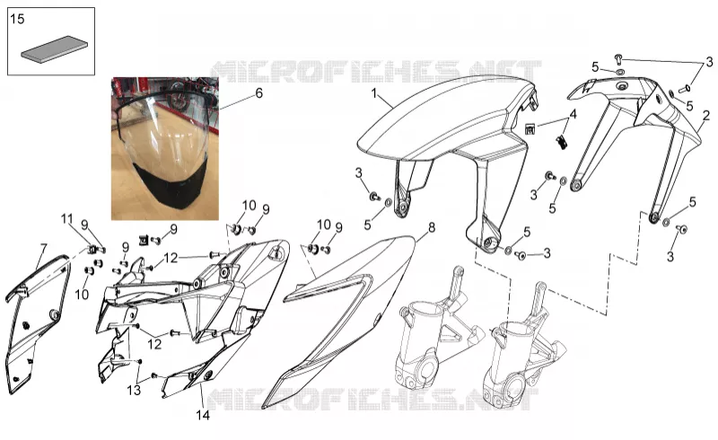 Carrosserie av. - Garde-boue AV Aprilia APRILIA-MOTORCYCLES 750 SHIVER 2015  Shiver PA