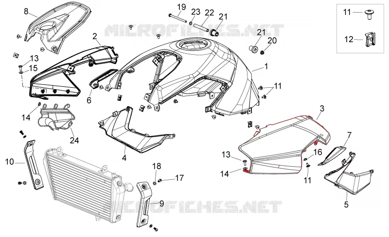 Carrosserie centrale Aprilia APRILIA-MOTORCYCLES 750 SHIVER 2011  Shiver