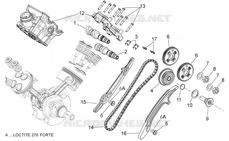 Distribution cylindre arrière Aprilia APRILIA-MOTORCYCLES 750 SHIVER 2015  Shiver