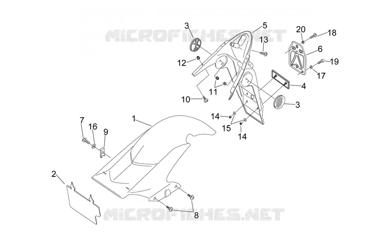 Carrosserie arriére - Garde-boue Aprilia APRILIA-SCOOTER 50 SONIC 2006  Sonic H2O
