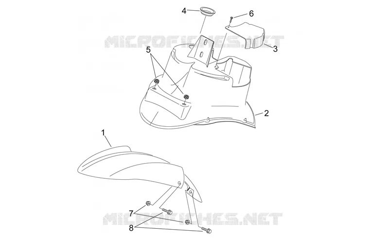 Carrosserie av. - Garde-boue AV Aprilia APRILIA-SCOOTER 50 SONIC 2003  Sonic H2O