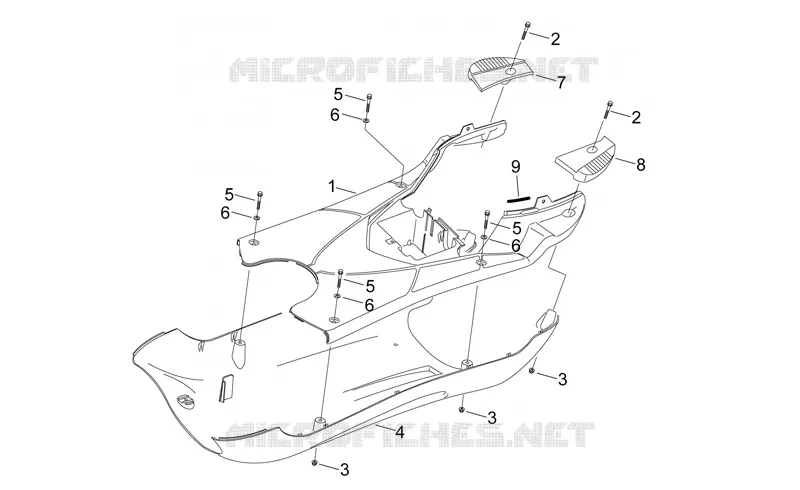 Carrosserie centrale - r. pieds Aprilia APRILIA-SCOOTER 50 SONIC 2003  Sonic H2O