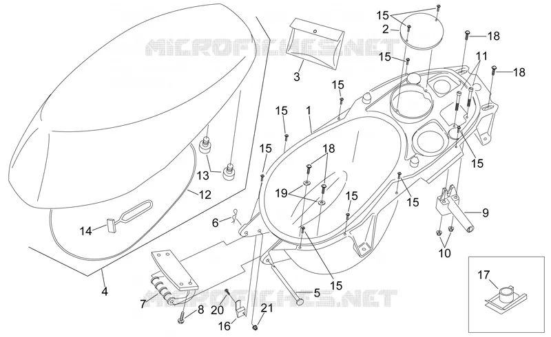 Selle et compart.p-casque Aprilia APRILIA-SCOOTER 50 SONIC 2008  Sonic H2O