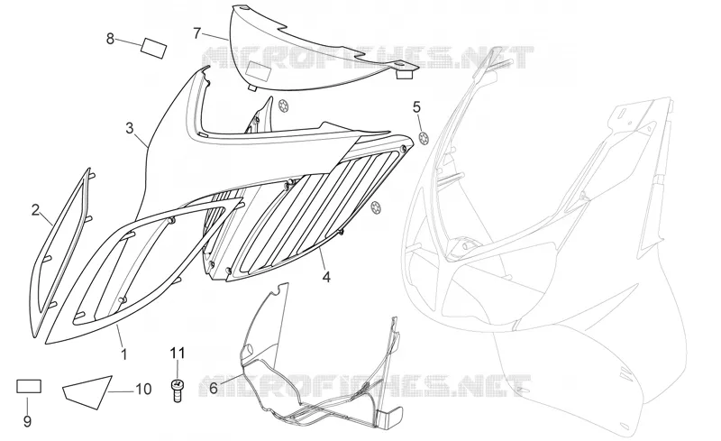 Carrosserie av.  - Frontal Aprilia APRILIA-SCOOTER 200 SPORT-CITY 2008  Sport City E3