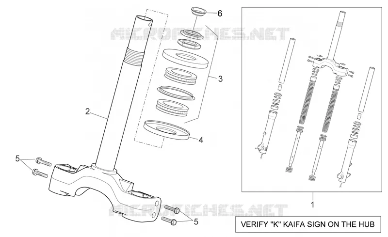 Fourche - Base avec tube Aprilia APRILIA-SCOOTER 125 SPORT-CITY 2007  Sport City E3