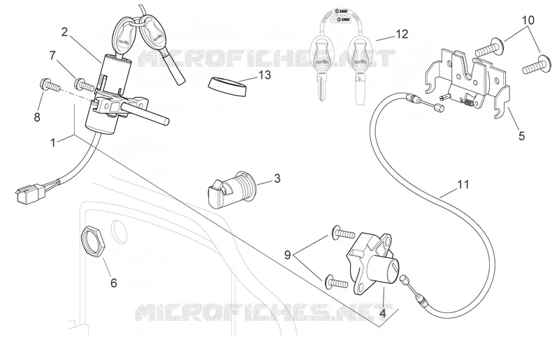Kit serrure Aprilia APRILIA-SCOOTER 125 SPORT-CITY 2006  Sport City E3