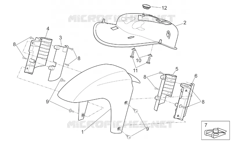 Carrosserie av. - Garde-boue AV Aprilia APRILIA-SCOOTER 200 SPORT-CITY 2005  Sport City E2