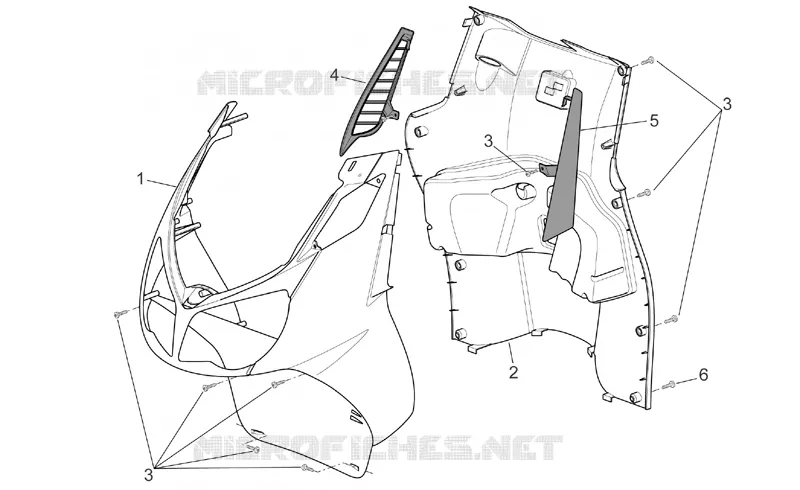 Carrosserie av. - Tablier interne Aprilia APRILIA-SCOOTER 200 SPORT-CITY 2006  Sport City E2