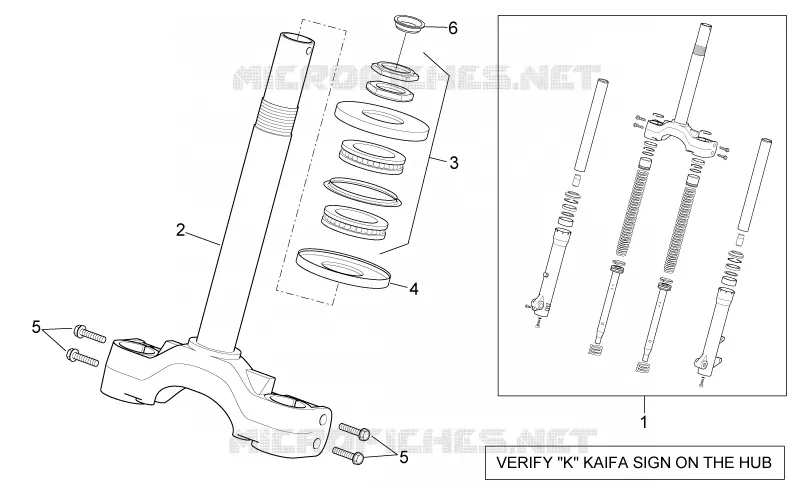 Fourche - Base avec tube Aprilia APRILIA-SCOOTER 125 SPORT-CITY 2006  Sport City E2