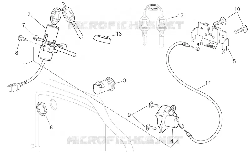 Kit serrure Aprilia APRILIA-SCOOTER 125 SPORT-CITY 2004  Sport City E2