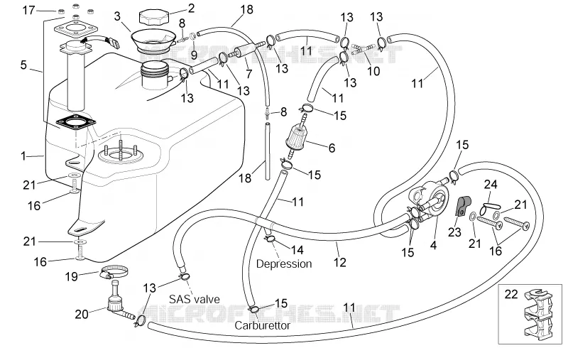 Reservoir carburant Aprilia APRILIA-SCOOTER 125 SPORT-CITY 2005  Sport City E2
