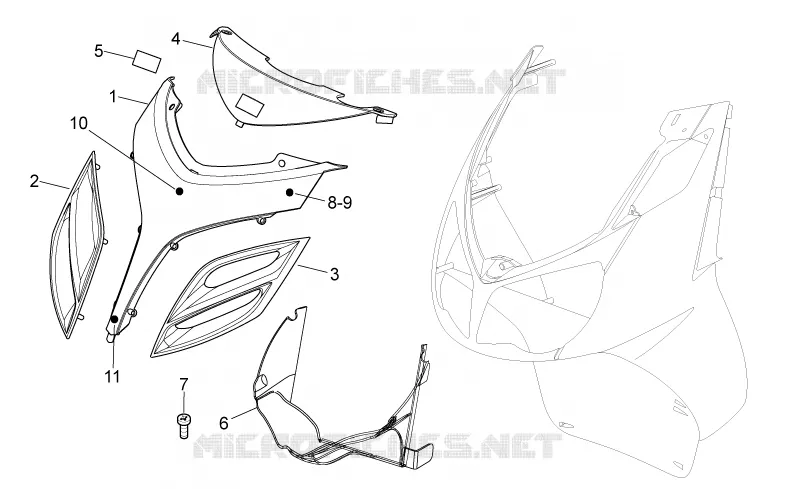 Carrosserie av.  - Frontal Aprilia APRILIA-SCOOTER 125 SPORT-CITY 2009  Sport City Cube carb E3