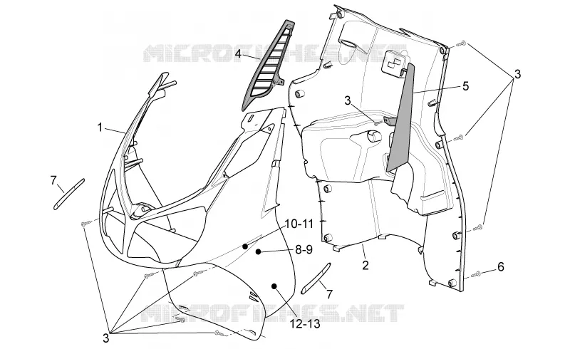 Carrosserie av. - Tablier interne Aprilia APRILIA-SCOOTER 200 SPORT-CITY 2009  Sport City Cube carb E3
