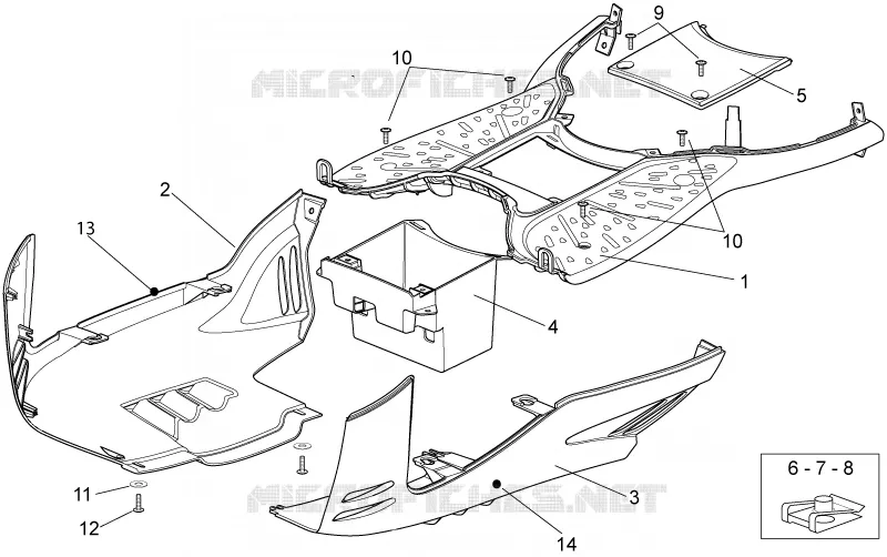 Carrosserie centrale II Aprilia APRILIA-SCOOTER 125 SPORT-CITY 2009  Sport City Cube carb E3