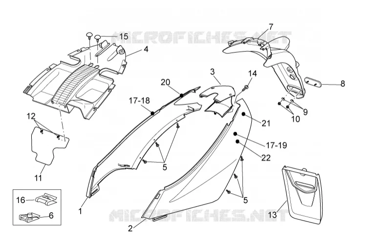 Carrosserie posterieure II Aprilia APRILIA-SCOOTER 200 SPORT-CITY 2008  Sport City Cube carb E3