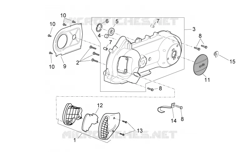 Couvercle variateur Aprilia APRILIA-SCOOTER 125 SPORT-CITY 2010  Sport City Cube carb E3