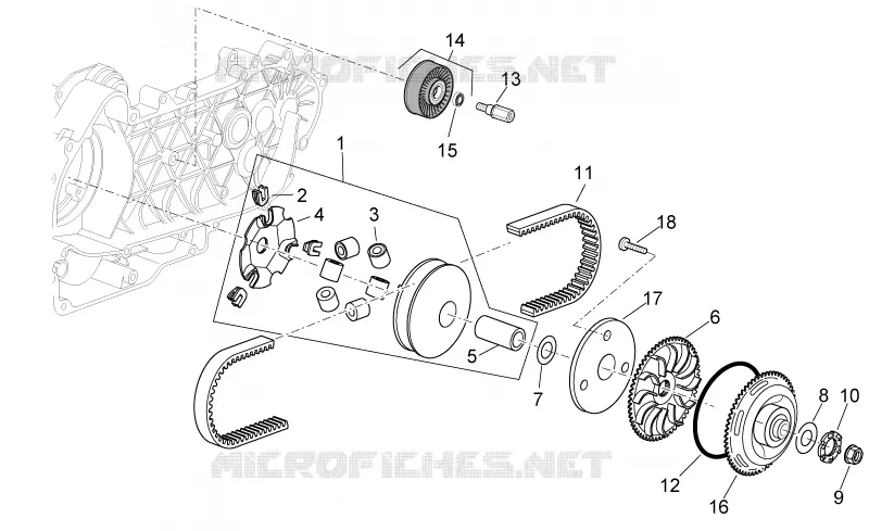 Groupe variateur Aprilia APRILIA-SCOOTER 125 SPORT-CITY 2008  Sport City Cube carb E3