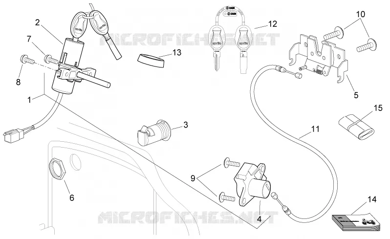 Kit serrure Aprilia APRILIA-SCOOTER 200 SPORT-CITY 2008  Sport City Cube carb E3