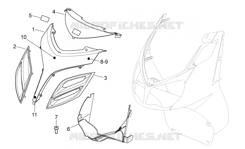 Carrosserie av.  - Frontal Aprilia APRILIA-SCOOTER 300 SPORT-CITY 2009  Sport City Cube IE E3