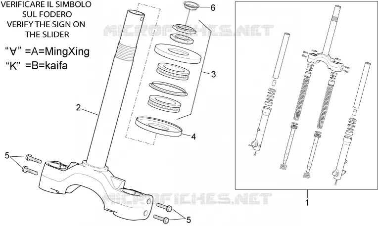 Fourche - Base avec tube Aprilia APRILIA-SCOOTER 250 SPORT-CITY 2011  Sport City Cube IE E3