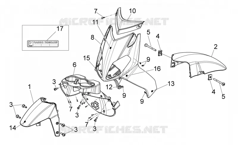 Carrosserie av. I Aprilia APRILIA-SCOOTER 125 SPORT-CITY 2010  Sport City ONE 4T E3