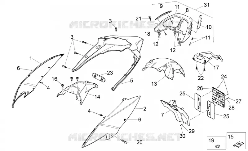 Carrosserie posterieure Aprilia APRILIA-SCOOTER 50 SPORT-CITY 2008  Sport City ONE 2T 2V E3